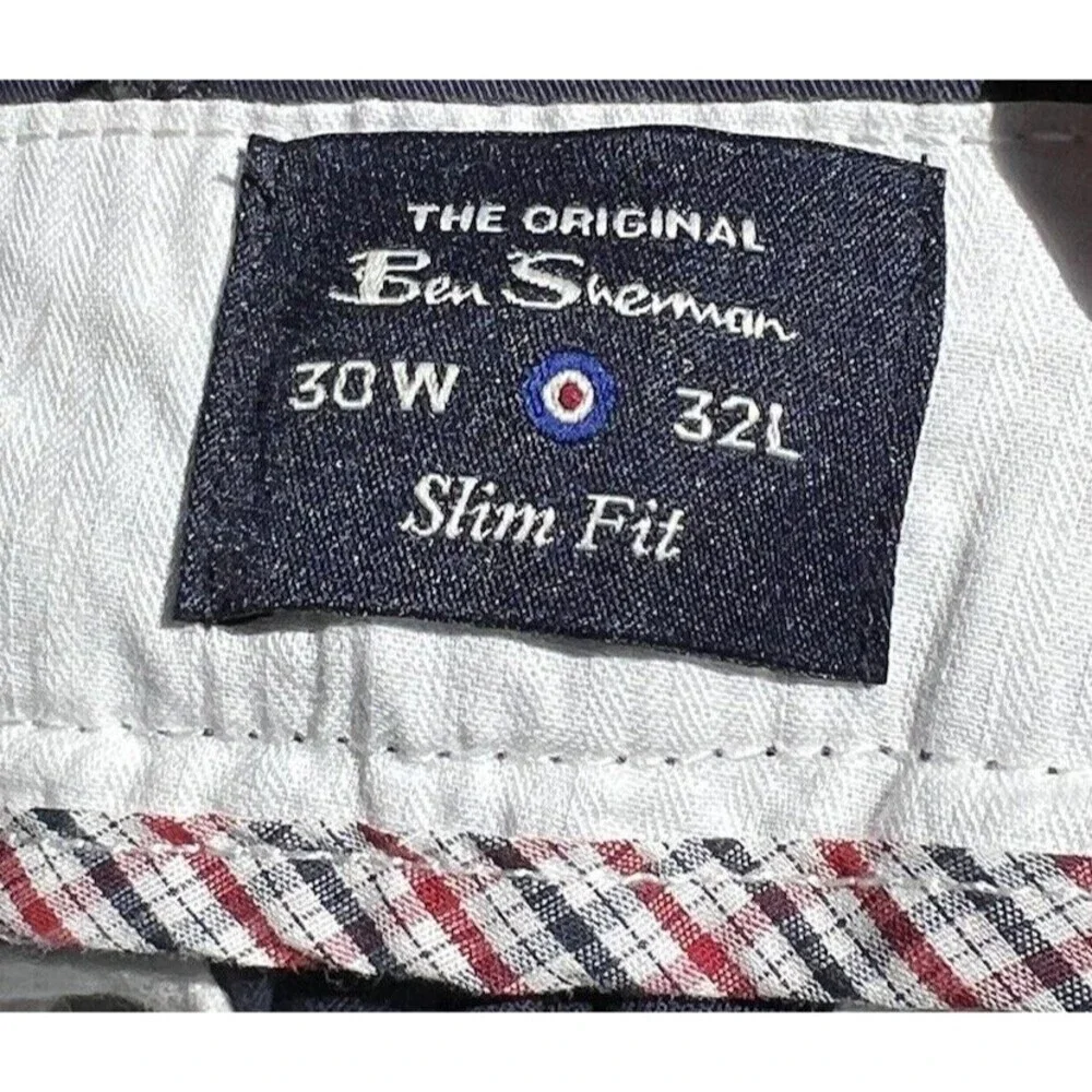 Ben Sherman Pants Slim Fit Stretch Men's Size 30 W X 32 L Navy Blazer 5 Pocket